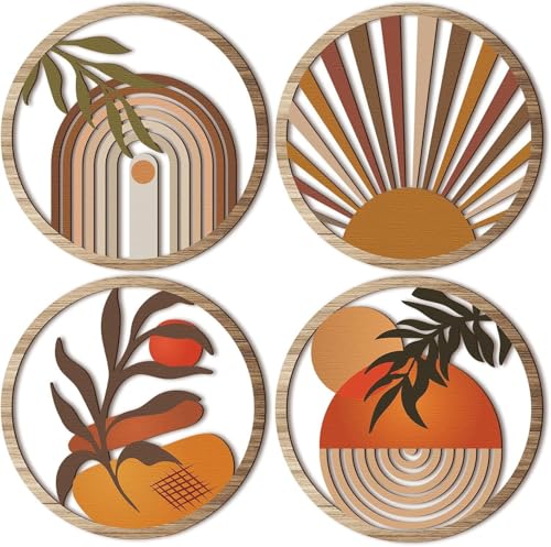 HASTHIP® 4 Pieces Of Openwork Country Farmhouse Wall Art Decoration, Bohemian Wall Hanging Sculptures, Living Room, Bedroom, Country Courtyard, Housewarming Gifts HASTHIP® 4 Pieces Of Openwork Country Farmhouse Wall Art Decoration, Bohemian Wall Hanging Sculptures, Living Room, Bedroom, Country Courtyard, Housewarming Gifts